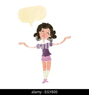 Cartoon woman taking louange avec bulle Illustration de Vecteur