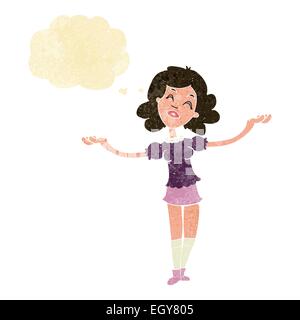 Cartoon woman taking louange avec bulle pensée Illustration de Vecteur