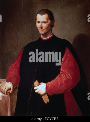 Portrait de Niccolo Machiavelli par Santi di Tito. Niccolò di Bernardo dei Machiavelli -3 mai 1469 - 21 juin 1527) était un historien florentin, homme politique, diplomate et philosophe, écrivain et humaniste, au cours de la Renaissance. Banque D'Images