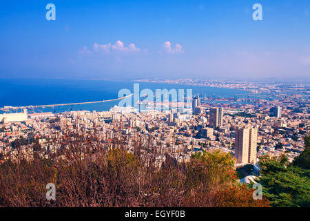 Vue panoramique de la ville de Haïfa, Israël Banque D'Images