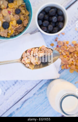 Muesli sans gluten avec des bleuets Banque D'Images