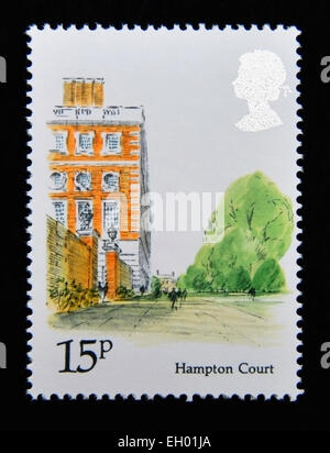 Timbre-poste. La Grande-Bretagne. La reine Elizabeth II. 1980. Sites touristiques de Londres. Hampton Court. 15p. Banque D'Images