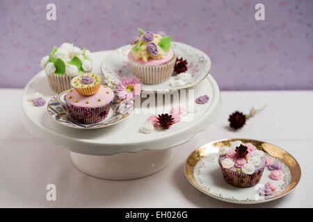 Fleur rose avec Petits gâteaux fondants Banque D'Images