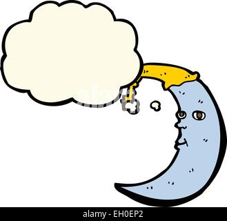 Sleepy moon cartoon avec bulle pensée Illustration de Vecteur