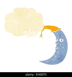 Sleepy moon cartoon avec bulle pensée Illustration de Vecteur