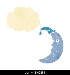 Sleepy moon cartoon avec bulle pensée Illustration de Vecteur