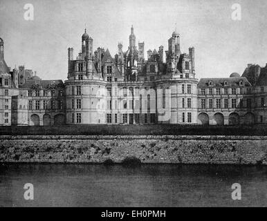 Début d'Autotype Chateau de Chambord château, UNESCO World Heritage Site, Loir-et-Cher, France, photo historique, 1884 Banque D'Images