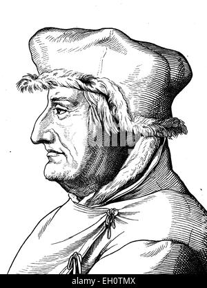 L'amélioration de l'image numérique de Nicolas Copernic, 1473 - 1543, scientifique, mathématicien, astrologue, portrait, illustration historique, 1880 Banque D'Images