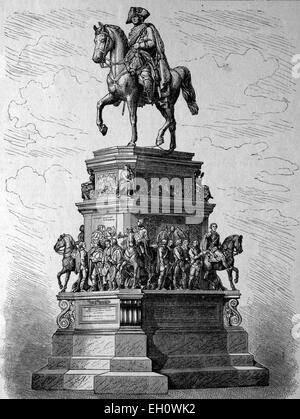 Monument de Frédéric le Grand à Berlin, Allemagne, illustration historique, vers 1886 Banque D'Images