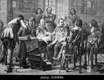 Albrecht Wenzel Eusebius von Wallenstein ou Waldstein (1583-1634) et Johann t'Serclaes von Tilly (1559-1632) maintenant conseil, illustration historique, vers 1886 Banque D'Images
