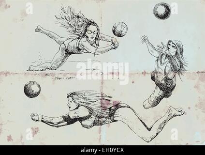 Sujet : volley-ball, de volley-ball - un hand drawn vector pack (dessin au trait) Illustration de Vecteur
