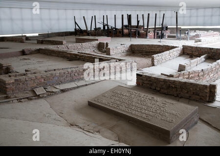 Crématorium et d'extermination dans la zone Z 'Station' du camp de concentration de Sachsenhausen, Oranienburg, Allemagne Banque D'Images