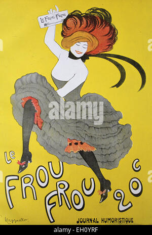 «Historique affiche publicitaire pour le quotidien français ''Frou - Frou'' par Capiello, circa 1880" Banque D'Images