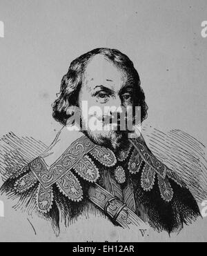 Johan Baner, 1596 - 1641, le feld-maréchal suédois dans la guerre de Trente Ans, gravure sur bois de 1880 Banque D'Images