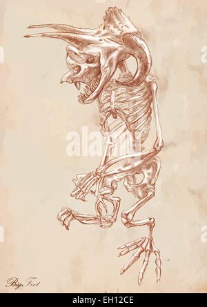 Un hand drawn vector illustration. Série d'animaux légendaires et des monstres (squelette) : BIGFOOT (Yeti). Dimensions composé d'au moins Illustration de Vecteur