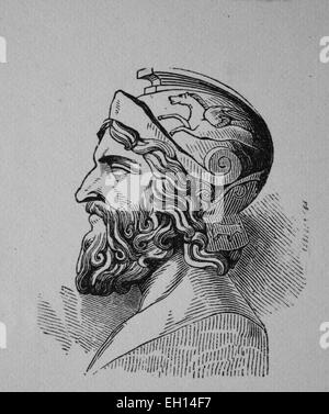 Miltiades l'ancien, l'Athenian, fonde une principauté sur la péninsule de Chersonese au milieu du vie siècle avant J.-C., aujourd'hui, la Turquie, gravure sur bois de 1880 Banque D'Images