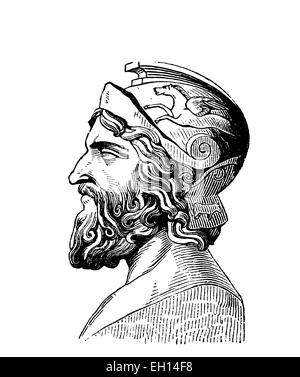 Miltiades l'ancien, l'Athenian, fonde une principauté sur la péninsule de Chersonese au milieu du vie siècle avant J.-C., aujourd'hui, la Turquie, gravure sur bois de 1880 Banque D'Images