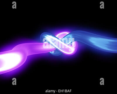 La lumière rougeoyante ou tube light ray noeud avec un dégradé bleu-violet Banque D'Images