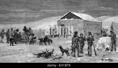 Expédition au pôle nord de Robert Edwin Peary, 1856 - 1920, l'explorateur de l'Arctique qui a prétendu avoir été le premier à atteindre le Pôle Nord en 1909, tableau historique, à propos de 1893 Banque D'Images