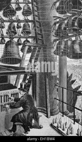 Dans le carillon de l'église Garnisonskirche à Potsdam, Brandebourg, Allemagne, photo historique, à propos de 1893 Banque D'Images