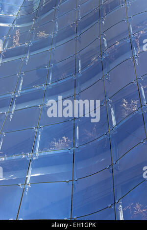 Façade du bâtiment moderne en verre avec des plantes Banque D'Images