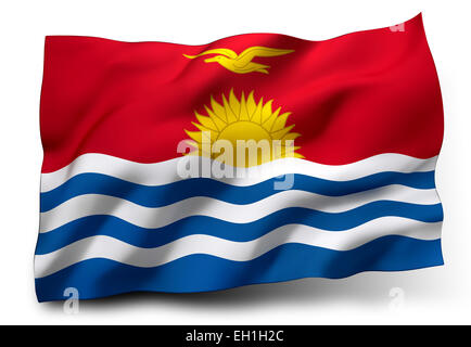 Waving Flag de Kiribati isolé sur fond blanc Banque D'Images