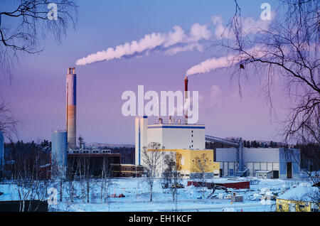 Centrale thermique en hiver Banque D'Images