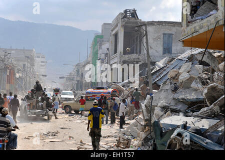 Le séisme a détruit la ville de Port-au-Prince, Haïti, 17 janvier 2010. Banque D'Images