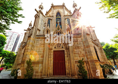 Shishi Cathédrale du Sacré-Coeur à Guangzhou Chine à jour Banque D'Images