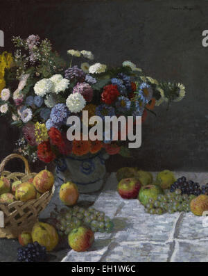 Claude Monet Nature morte avec fleurs et fruits Banque D'Images