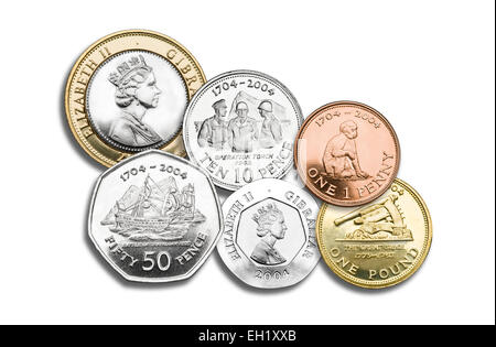 Groupe de pièces de Gibraltar Banque D'Images