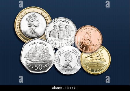 Groupe de pièces de Gibraltar Banque D'Images