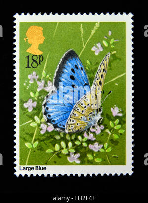 Timbre-poste. La Grande-Bretagne. La reine Elizabeth II. 1981. Les papillons. Grand Bleu. Maculinea Arion. 18p. Banque D'Images