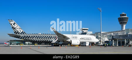 Airbus a 350 XWB 900, avion, avion, avion, l'aéroport de Munich, sommaire, panorama, vue, line up, Banque D'Images