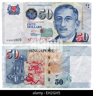 Billet de 50 dollars, président Yusof bin Ishak, Arts, Singapour, 2008 Banque D'Images