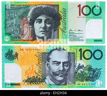 Billet de 100 dollars, Nellie Melba et John Monash, Australie Banque D'Images