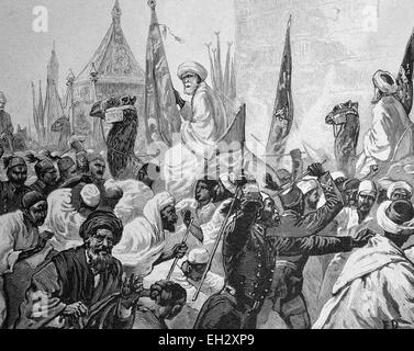 Le transfert de la sacrée à La Mecque, tapis sur scène Mehmet Ali Square au Caire, Egypte, circa 1871 gravure sur bois Banque D'Images