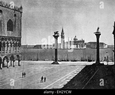 Une des premières photographies d'Autotype de la Place Saint Marc à Venise, Italie, vers 1880 Banque D'Images