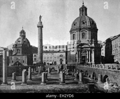 Une des premières photographies d'Autotype du Forum de Trajan, Rome, Italie, circa 1880 Banque D'Images