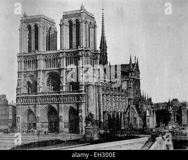 Une des premières photographies d'Autotype Cathédrale Notre Dame de Paris, Frankreich, vers 1880 Banque D'Images