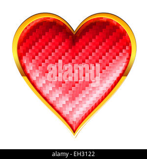 Carte texturée coeurs avec encadrement doré isolated over white Banque D'Images