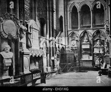 Autotype au début de l'intérieur de l'abbaye de Westminster, Londres, Angleterre, Royaume-Uni, 1880 Banque D'Images