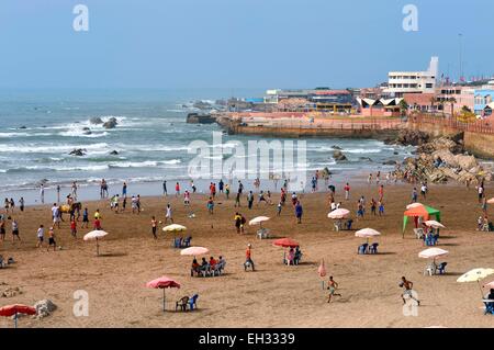 Maroc, Casablanca, plage publique de quartier Ain Diab Banque D'Images