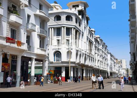 Maroc, Casablanca, El Glaoui immeuble sur le boulevard Mohammed V, l'architecte Marius Boyer (construit entre 1922 et 1927) Banque D'Images