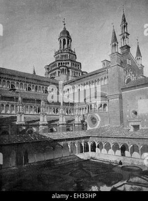 Au début de l'autotype monastère Certosa di Pavia Gra-Car, Pavie, Italie, photo historique, 1884 Banque D'Images