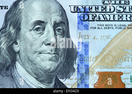 Portrait de Benjamin Franklin à partir de 100 billets de dollars Banque D'Images