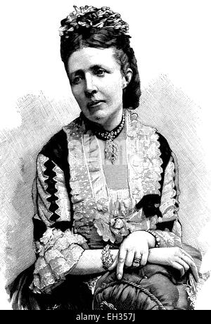 Sophie Wilhelmine Marianne Marie de Nassau, 1836 - 1913, la reine de Suède et de la reine de Norvège, gravure sur bois, 1888 Banque D'Images