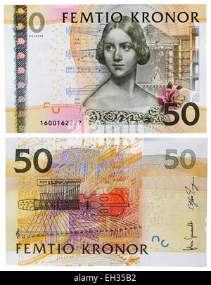 Billet de 50 couronnes, la chanteuse Jenny Lind, Suède, 2004 Banque D'Images