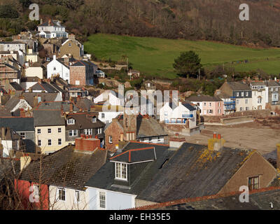 Kingsand et tempête Cawsand Cornwall UK tour horloge endommagé Banque D'Images