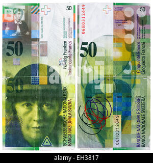 Billet de 50 francs, Sophie Taeuber-Arp, Suisse, 2005 Banque D'Images